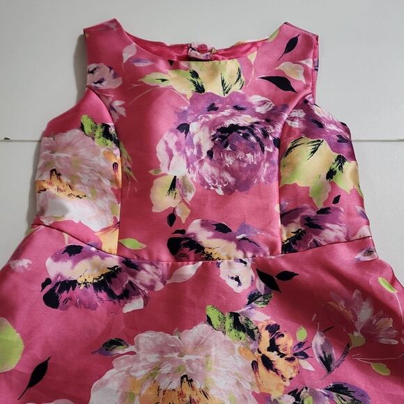 Girls Elegant Floral Magenta Pleated Formal Dress Cardigan & Headband Set Size 6 - Picture 9 of 16